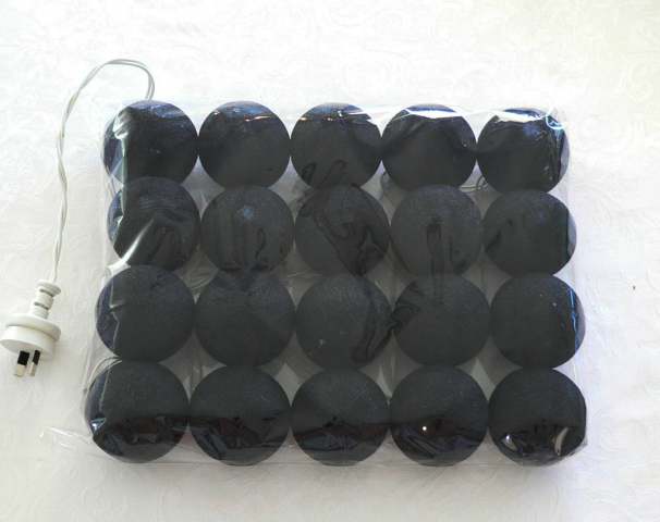 All Black Cotton Ball - Fairy Light
